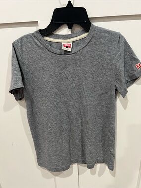HOMAGE Gray Crewneck Tee with Red Logo Tag